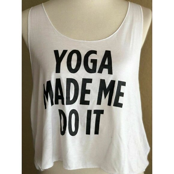 STYLESTALKER White Yoga Made Me Do it Tank Top L - Picture 3 of 10
